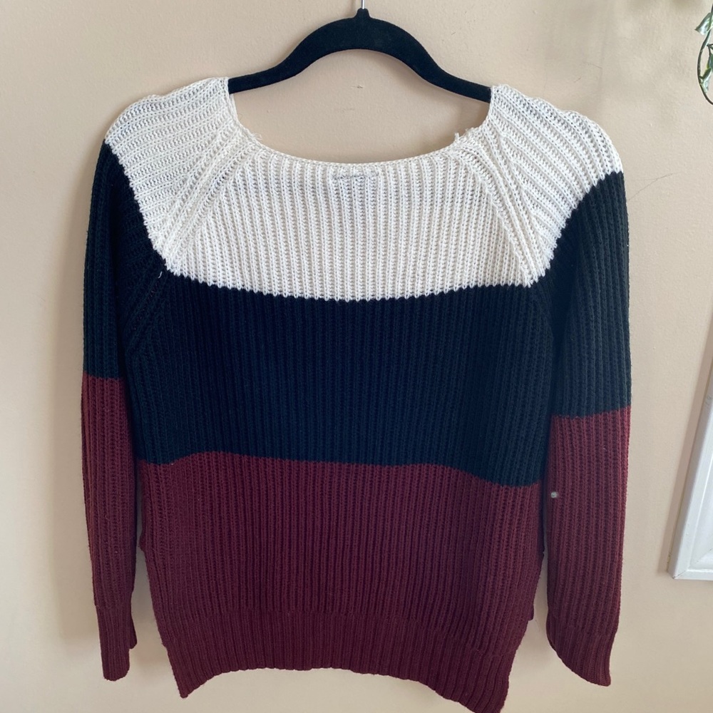 Maroon, Black and White Sweater